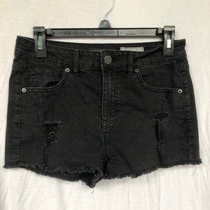Black jean shorts
